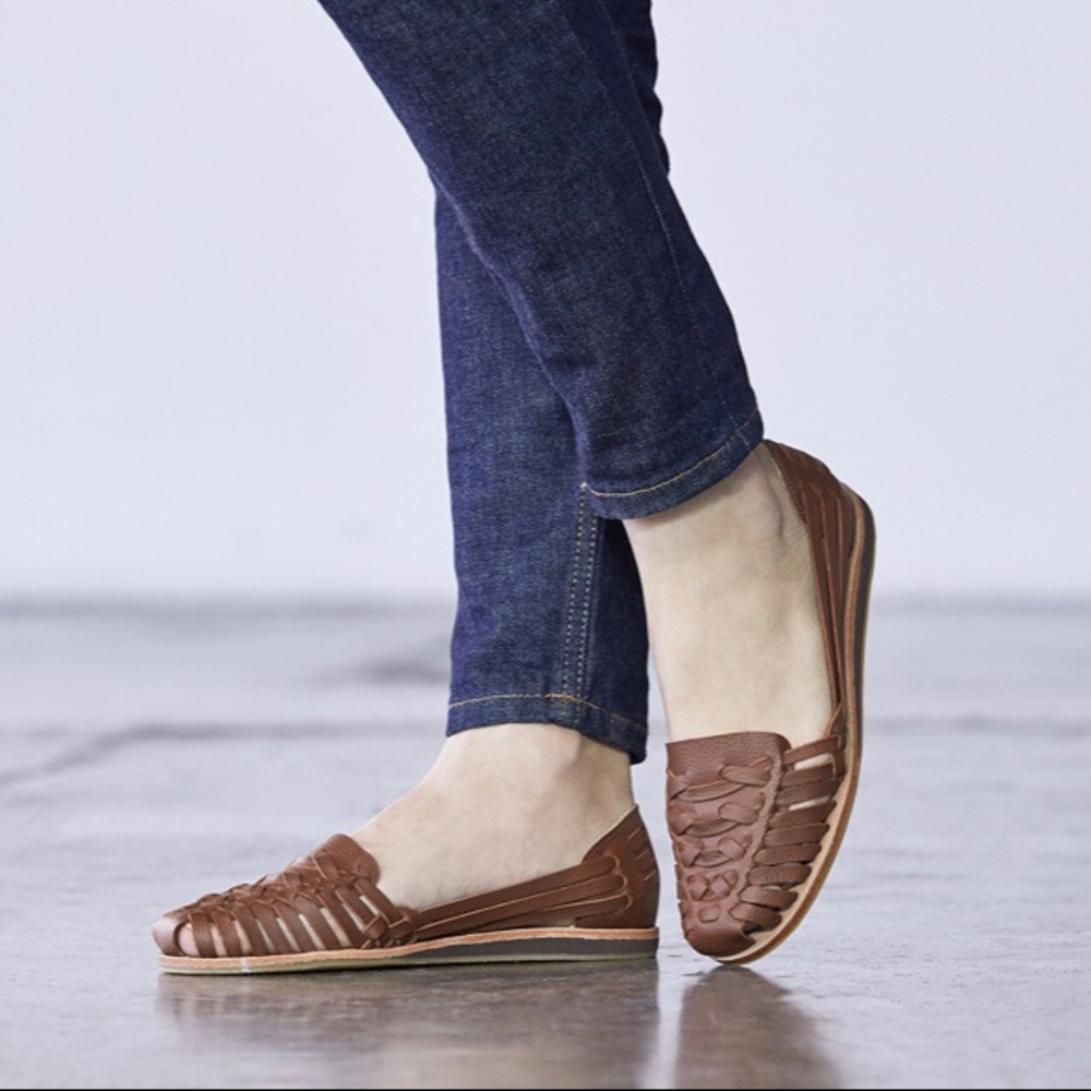 Nisolo Ecuador Huarache Flats in Burnt Sienna